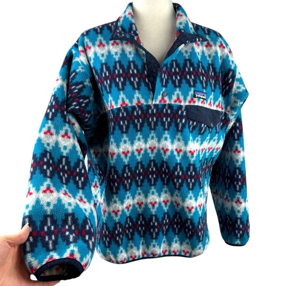 Patagonia Synchilla Fleece Snap-T Pullover Forest Carpet Deep Sea Blue Small - Picture 5 of 15